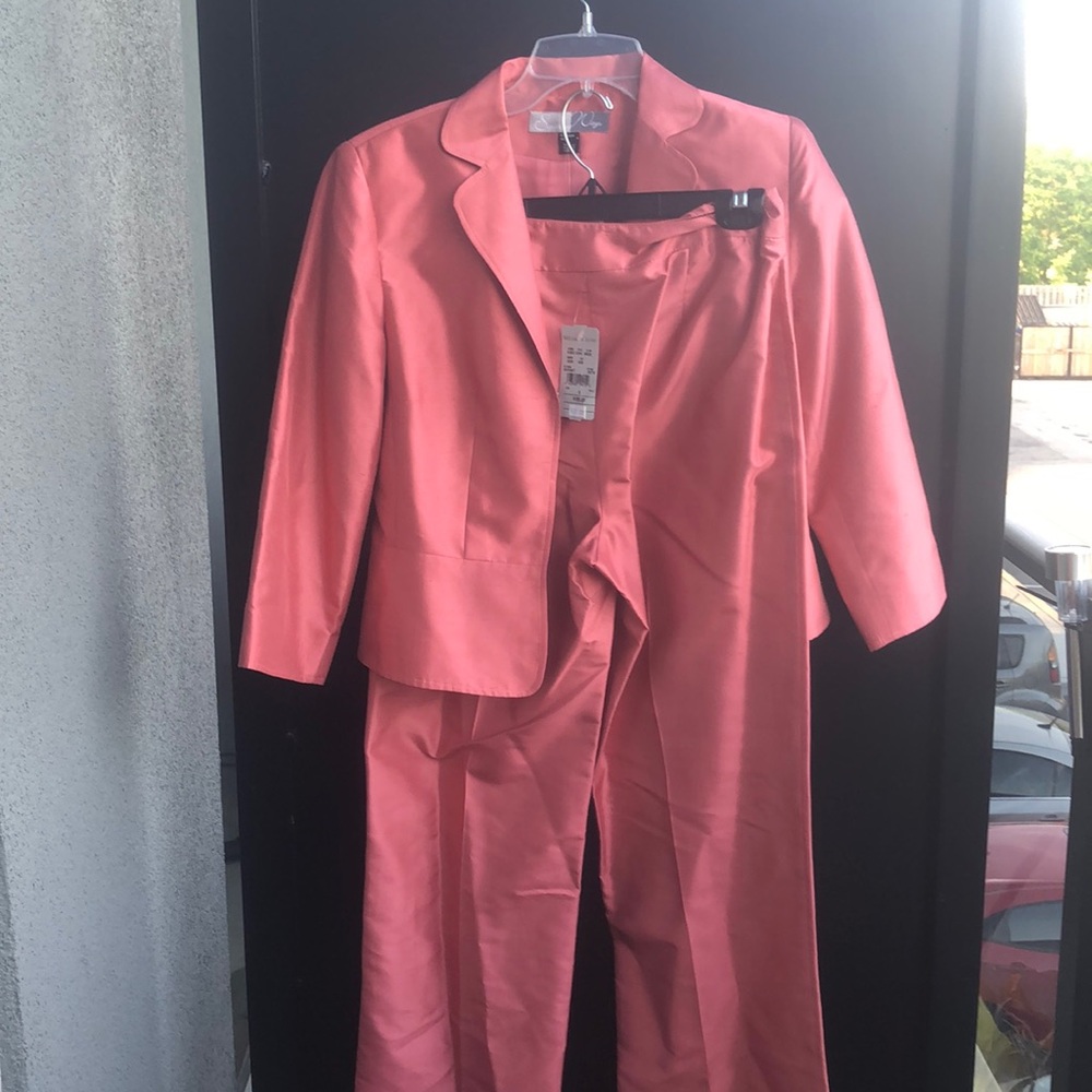 NWT Pink Silk Women’s Work Jacket Pant & Skirt Set